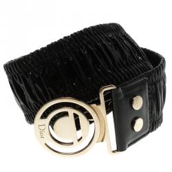 Dior Black Patent Leather Elastic Belt S