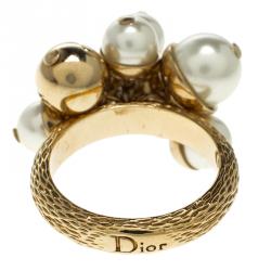 مملوكة مسبقًا خاتم ديور ميس إيه ديور لؤلؤ صناعي ذهبي اللون مقاس 55