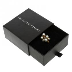 مملوكة مسبقًا خاتم ديور ميس إيه ديور لؤلؤ صناعي ذهبي اللون مقاس 55