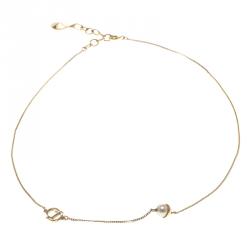 Pre Owned Dior Mise en Dior Faux Pearl Gold Tone Necklace