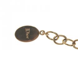 Pre Owned Dior Mise en Dior Faux Pearl Gold Tone Necklace
