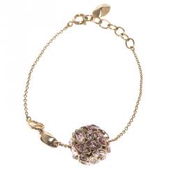 Pre Owned Dior Purple Crystal Ball Gold Tone Bracelet
