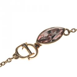 Pre Owned Dior Purple Crystal Ball Gold Tone Bracelet