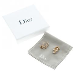 Pre Owned اقراط ديور يور ديور لؤلؤ صناعي ذهبي اللون