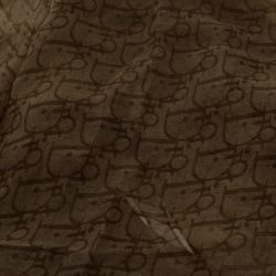 Pre Owned وشاح ديور حرير بني مونوغرامي مطبوع