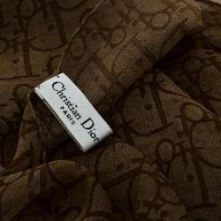 Pre Owned وشاح ديور حرير بني مونوغرامي مطبوع