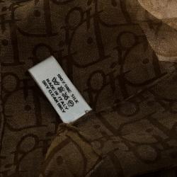 Pre Owned وشاح ديور حرير بني مونوغرامي مطبوع