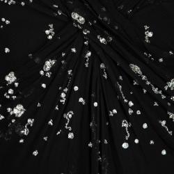 Pre Owned Dior Black Silk Chiffon Crystal Embellished Gown S