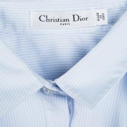 Christian Dior Blue and White Striped Cotton Shirt Dress M