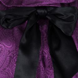 Pre Owned Dior Vintage Purple Paisley Printed Silk Draped Open Front Blouse L