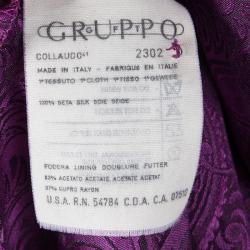 Pre Owned Dior Vintage Purple Paisley Printed Silk Draped Open Front Blouse L