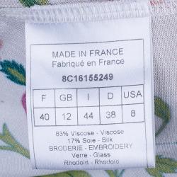 Pre Owned Dior Silk Floral Embellished Top L