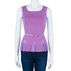 Pre Owned Dior Pink Sleeveles Knit Top S