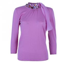 Pre Owned Dior Fuschia Embellished Sweater S