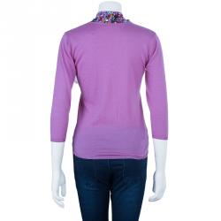 Pre Owned Dior Fuschia Embellished Sweater S