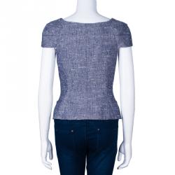 Dior Blue Sleeveless Bow Textured Jacket M