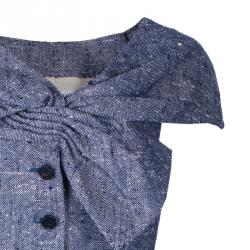 Dior Blue Sleeveless Bow Textured Jacket M