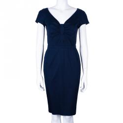Dior Navy Blue Cotton Knee-length Dress M