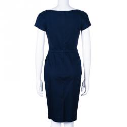 Dior Navy Blue Cotton Knee-length Dress M