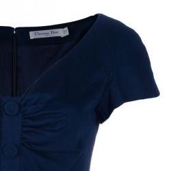 Dior Navy Blue Cotton Knee-length Dress M