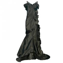 Dior Olive Green Silk Taffeta Gown S