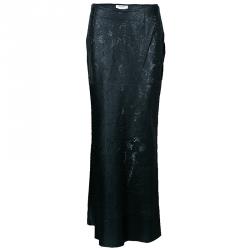 Pre Owned Dior Black Leather Laser Cut Skirt M
