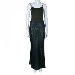 Pre Owned Dior Black Leather Laser Cut Skirt M
