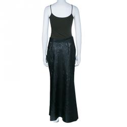 Pre Owned Dior Black Leather Laser Cut Skirt M