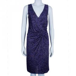 Dior Multicolor Print Sleeveless Draped Dress M