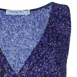 Dior Multicolor Print Sleeveless Draped Dress M