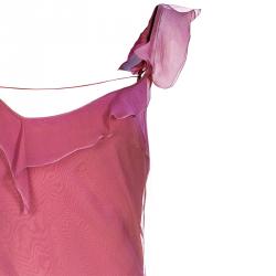 Dior Pastel Pink Ruffle Detail Silk Dress M