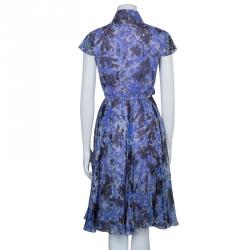 Pre Owned Dior Purple Floral Silk Chiffon Dress S