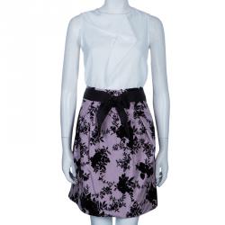 Pre Owned Dior Black and Purple Velvet Skirt M