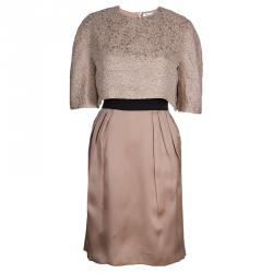Dior Beige Jacquard Silk Dress L
