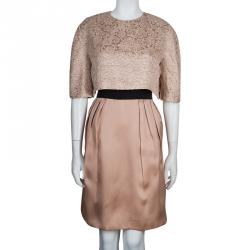 Dior Beige Jacquard Silk Dress L