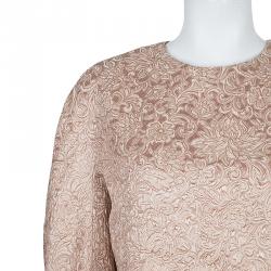 Dior Beige Jacquard Silk Dress L