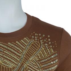 Dior Brown Sequin T Shirt S