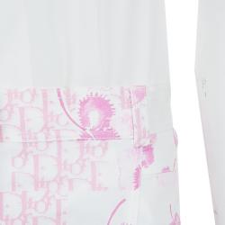 Dior Pink and White Cotton Skirt M