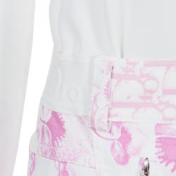Dior Pink and White Cotton Skirt M