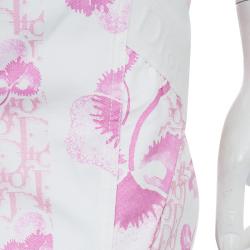 Dior Pink and White Cotton Skirt M