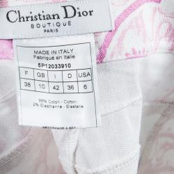 Dior Pink and White Cotton Skirt M
