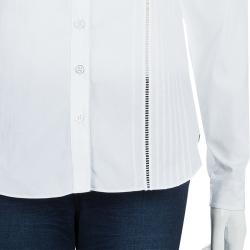 Pre Owned Dior White Embroidered Crochet Detail Button Down Cotton Shirt S