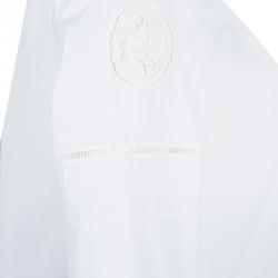 Pre Owned Dior White Embroidered Crochet Detail Button Down Cotton Shirt S
