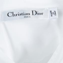 Pre Owned Dior White Embroidered Crochet Detail Button Down Cotton Shirt S