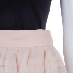 Pre Owned Dior Beige Layered Horizontal Pintuck Detail Silk Skirt M