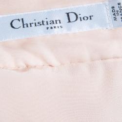 Pre Owned Dior Beige Layered Horizontal Pintuck Detail Silk Skirt M