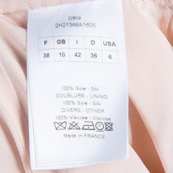 Pre Owned Dior Beige Layered Horizontal Pintuck Detail Silk Skirt M