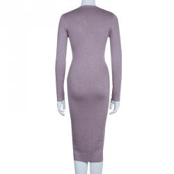 Dior Mauve Knit Bodycon Long Sleeve Maxi Dress S
