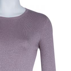 Dior Mauve Knit Bodycon Long Sleeve Maxi Dress S