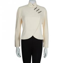 Dior Cream Frog Button Closure Mandarin Collar Jacket M